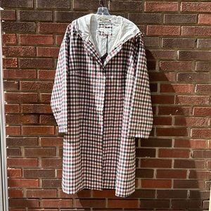 Spring weight rain jacket NWT 1X Ava &Viv dusty navy and mauve gingham